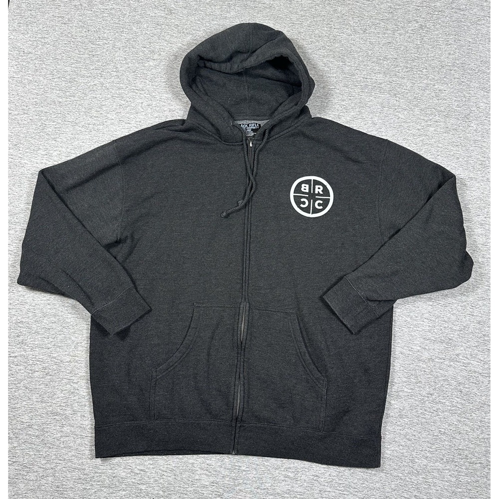 Black Rifle Coffee Company Hoodie Mens Size 2XL Gray Full Zip Sweatshirt